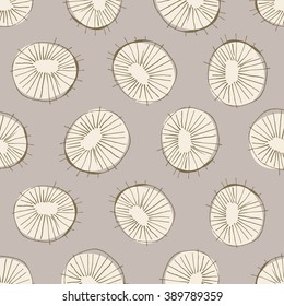 Seamless vector pattern with 50s style mid-century modern circle drawings, repeating background for all web and print purposes