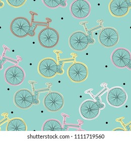 Seamless vector pattern about bicycles.