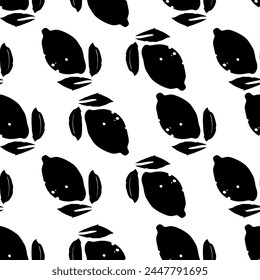 Seamless vector pattern of abstract black leafy specks, isolated on white, suitable for eco-themed designs.