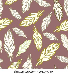 Seamless vector pattern with abstract botanical feather forms in pastel tones. Can be used for textile, stationary, fashion, wrapping paper, backgrounds and wallpaper. 