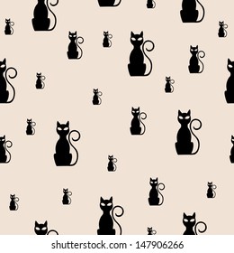 Seamless Vector Pattern with Abstract Cats