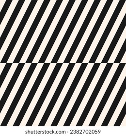 Seamless vector pattern with abstract diagonal geometric lines, simple striped background, optical art design, repeat texture with black and white stripes. Simple pop art ornament for print, decor