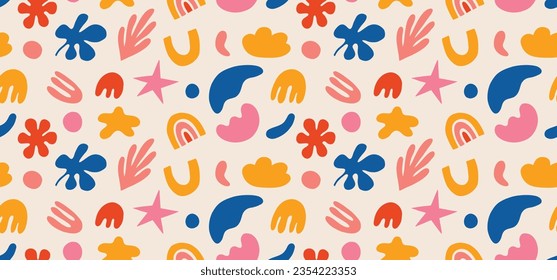 Seamless vector pattern of abstract doodle hand drawn organic shapes.