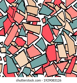 Seamless vector pattern with abstract doodles. Bright spring or summer print. Trendy colorful background. Geometric doodle. 