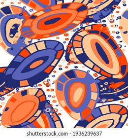 Seamless vector pattern with abstract doodles. Bright spring or summer print. Trendy colorful background. Geometric doodle.	