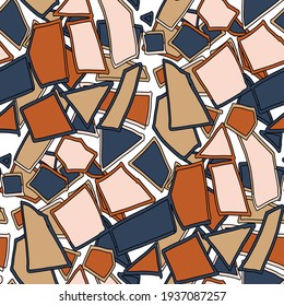 Seamless vector pattern with abstract doodles. Bright spring or summer print. Trendy colorful background. Geometric doodle.	