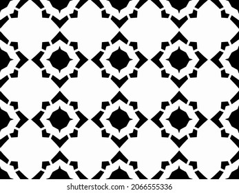 Seamless vector pattern with abstract elements, mix of rhombuses, diamonds, stars, frames. Chessboard illusion. Perfect for textiles, posters, cards, fabrics, flyers. Vector illustration EPS 10. 