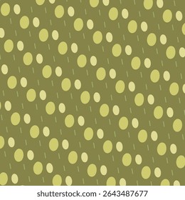 Seamless vector pattern of abstract elements. Monochrome background with geometric elements arranged diagonally in olive color. Perfect for wrapping paper, textiles and printing.