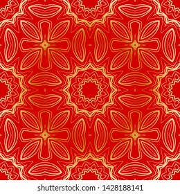 Seamless vector pattern with abstract floral and leave style. For modern interiors design, wallpaper, textile industry