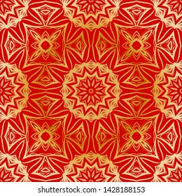Seamless vector pattern with abstract floral and leave style. For modern interiors design, wallpaper, textile industry