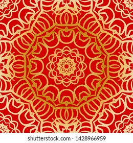 Seamless vector pattern with abstract floral and leave style. For modern interiors design, wallpaper, textile industry