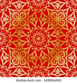 Seamless vector pattern with abstract floral and leave style. For modern interiors design, wallpaper, textile industry