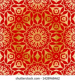 Seamless vector pattern with abstract floral and leave style. For modern interiors design, wallpaper, textile industry