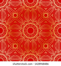 Seamless vector pattern with abstract floral and leave style. For modern interiors design, wallpaper, textile industry