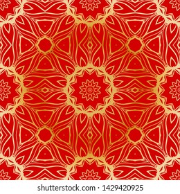 Seamless vector pattern with abstract floral and leave style. For modern interiors design, wallpaper, textile industry