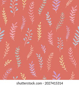 Seamless vector pattern of abstract floral elements. Background for greeting card, website, printing on fabric, gift wrap, postcard and wallpapers. 
