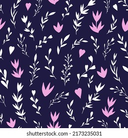 Seamless vector pattern of abstract floral elements. Background for greeting card, website, printing on fabric, gift wrap, postcard and wallpapers. 