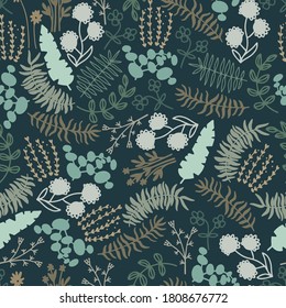 Seamless vector pattern with abstract flower. Doodles are colorful flowers. Template for fabric, paper