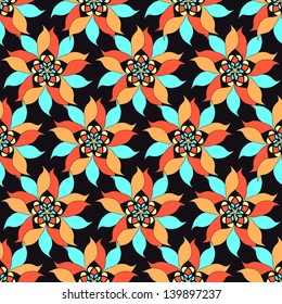 Seamless vector pattern with abstract flowers