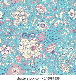 Seamless vector pattern with abstract flowers.