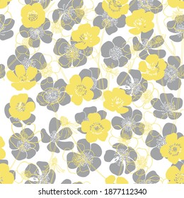 Seamless vector pattern with abstract flowers on white. Floral art background. Perfect for design templates, wallpaper, wrapping, fabric and textile.