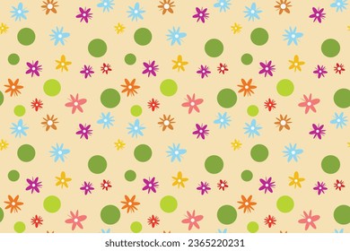 Seamless vector pattern abstract flowers dots speckles Perfect summer spring print children's fabrics Satin silk cotton Bed linen Wrapping paper Typography design Tablecloths Scrapbooking Cardmaking