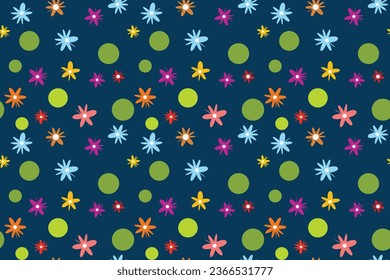 Seamless vector pattern abstract flowers dots speckles Perfect summer spring print children's fabrics Satin silk cotton Bed linen Wrapping paper Typography design Tablecloths Scrapbooking Cardmaking