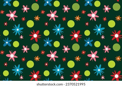 Seamless vector pattern abstract flowers dots speckles Perfect summer spring print children's fabrics Satin silk cotton Bed linen Wrapping paper Typography design Tablecloths Scrapbooking Cardmaking