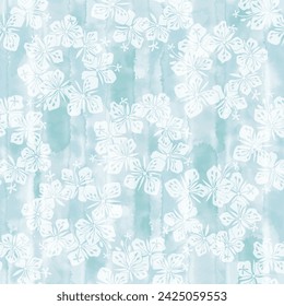 Nahtloses Vektormuster mit abstrakten Blumen auf blauem Aquarellhintergrund. Kunst floraler Hintergrund. Perfekt für Design-Vorlagen, Tapeten, Verpackung, Stoff und Textil, Druck.