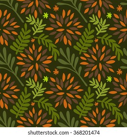 Seamless vector pattern with abstract flowers and leaves. suitable for textiles or paper. You can change the background.
