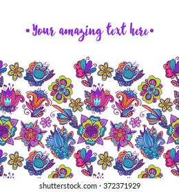 Seamless vector pattern with abstract flowers and leaves. suitable for textiles or paper. You can change the background.
