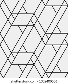 Seamless vector pattern. Abstract geometric background.  Monochrome stylish texture  