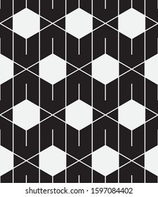 Seamless vector pattern. Abstract geometric background.  Monochrome stylish texture  