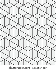 Seamless vector pattern. Abstract geometric background.  Monochrome stylish texture  hexagon