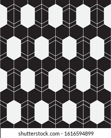 Seamless vector pattern. Abstract geometric background.  Monochrome stylish texture  hexagon