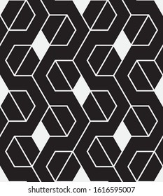 Seamless vector pattern. Abstract geometric background.  Monochrome stylish texture  hexagon