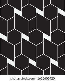 Seamless vector pattern. Abstract geometric background.  Monochrome stylish texture  hexagon