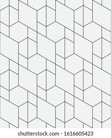 Seamless vector pattern. Abstract geometric background.  Monochrome stylish texture  hexagon