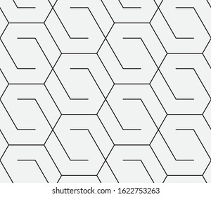 
Seamless   vector pattern. Abstract geometric hexagonal   background. Monochrome  stylish texture.
