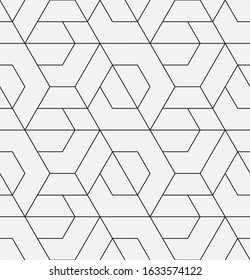 Seamless   vector pattern. Abstract geometric hexagonal background. Monochrome  stylish texture.