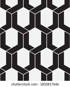 Seamless   vector pattern. Abstract geometric hexagonal background. Monochrome  stylish texture.