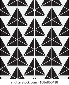 Seamless   vector pattern. Abstract geometric triangular background. Monochrome  stylish texture.