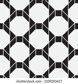 Seamless   vector pattern. Abstract geometric hexagonal background. Monochrome  stylish texture.
