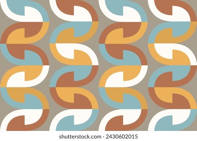 Seamless vector pattern with abstract geometric ornament. Retro style