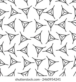 Seamless vector pattern with abstract geometric shapes similar to triangles. Black and white background. For interior design and backgrounds, for prints on fabrics, covers, packaging