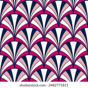 Seamless vector pattern with abstract geometric tiles. Ar deco retro design for textile design
