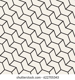 Seamless vector pattern. Abstract geometric lattice background. Rhythmic zigzag structure. Monochrome stylish texture with chevron lines.

