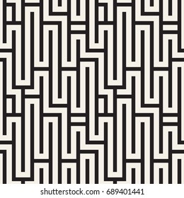 Seamless vector pattern. Abstract geometric background with maze. Linear grid structure from rectangular labyrinth.