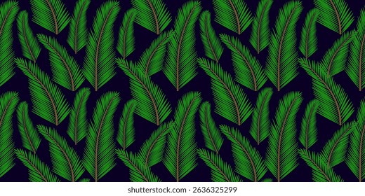 Seamless vector pattern of abstract green leaves, a natural floral backdrop for textile design or wallpaper.
