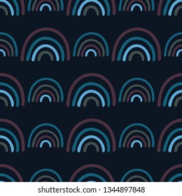 Seamless vector pattern with abstract hand drawn rainbows